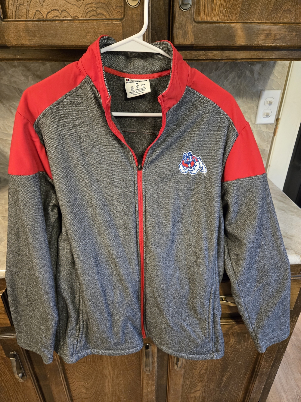Champion Official Fresno State Bulldogs Gray Jacket with Red Trim